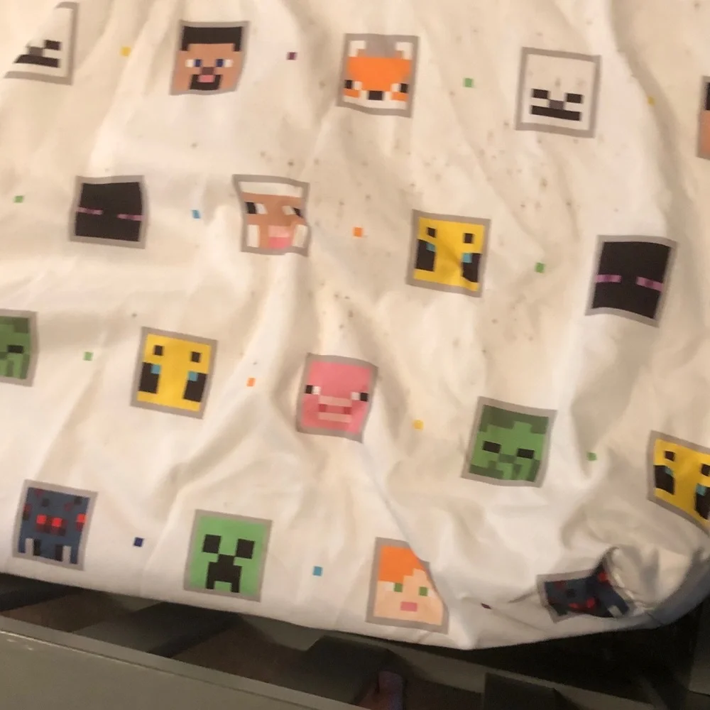 Minecraft Character Print White Bedding Sheet - Unbranded